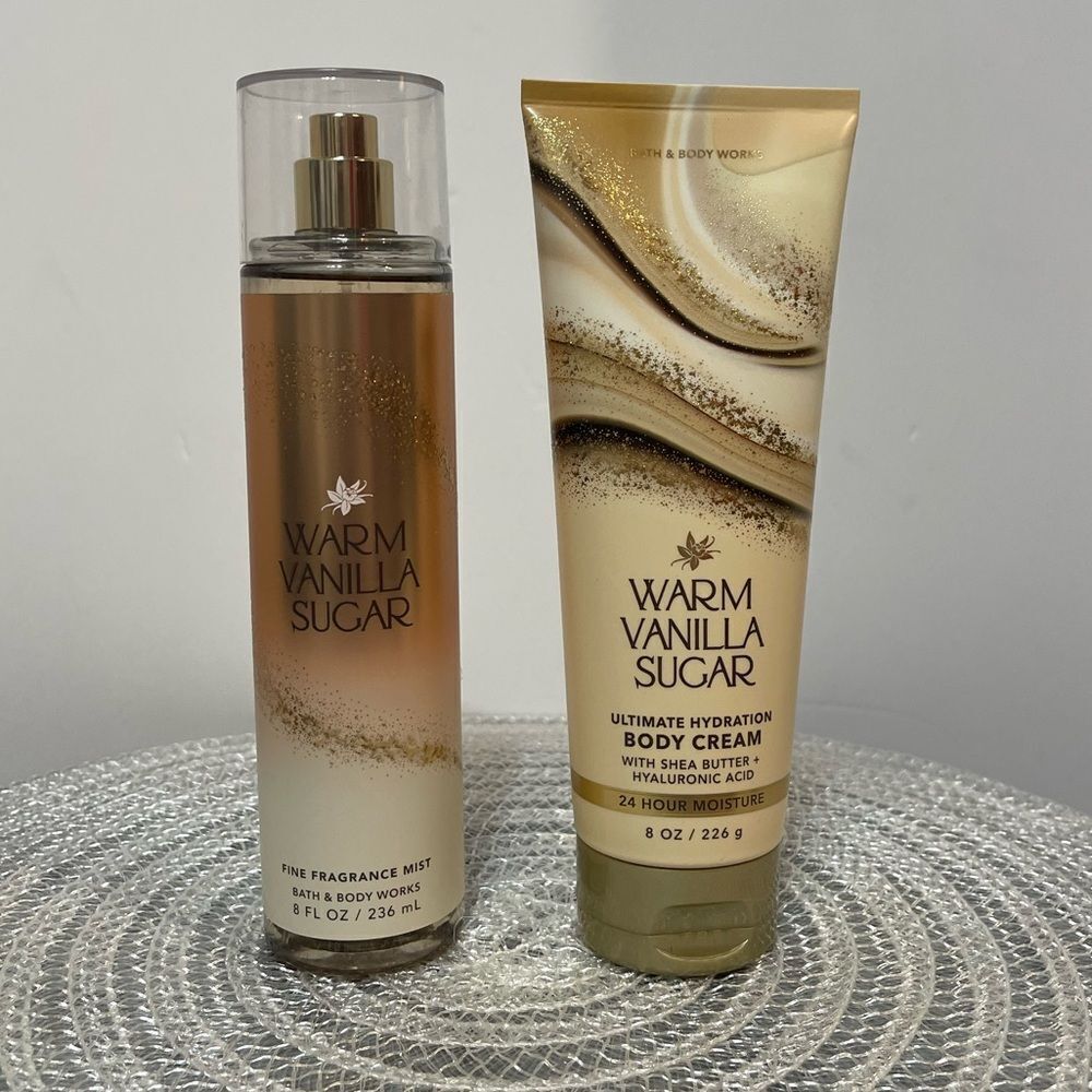 Bath & Body Works Warm Vanilla Sugar Set - Fragrance Mist & Body Cream NWT